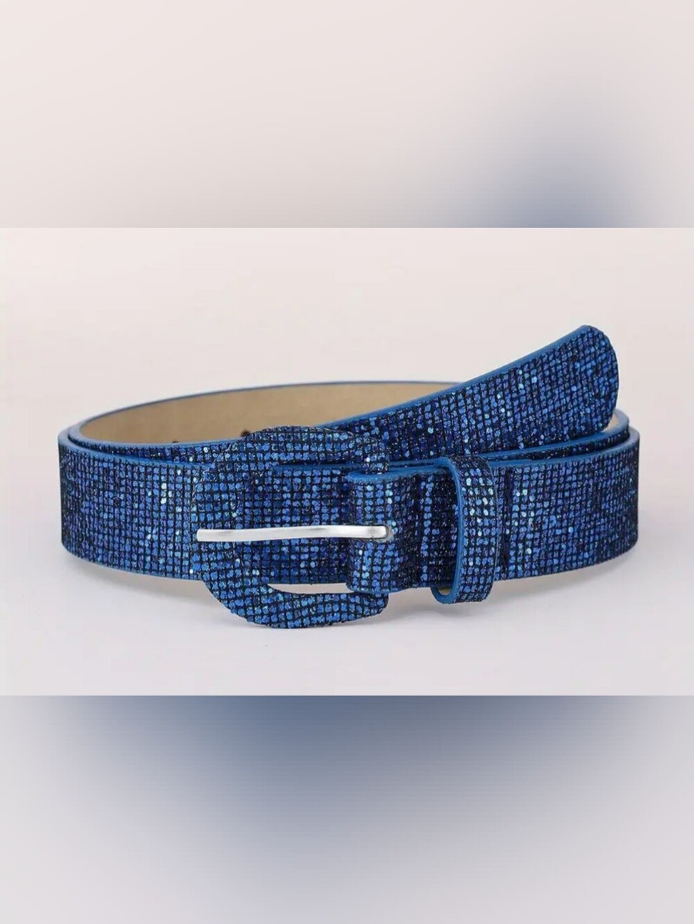 Blue Sparkle Women's Belt - Sequin  Detail